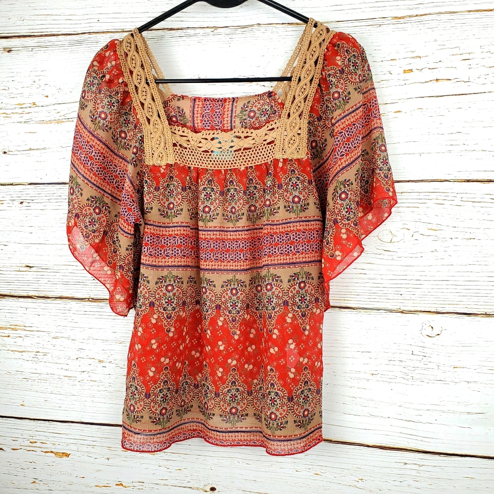 Happening In Present Floral Print Boho Top